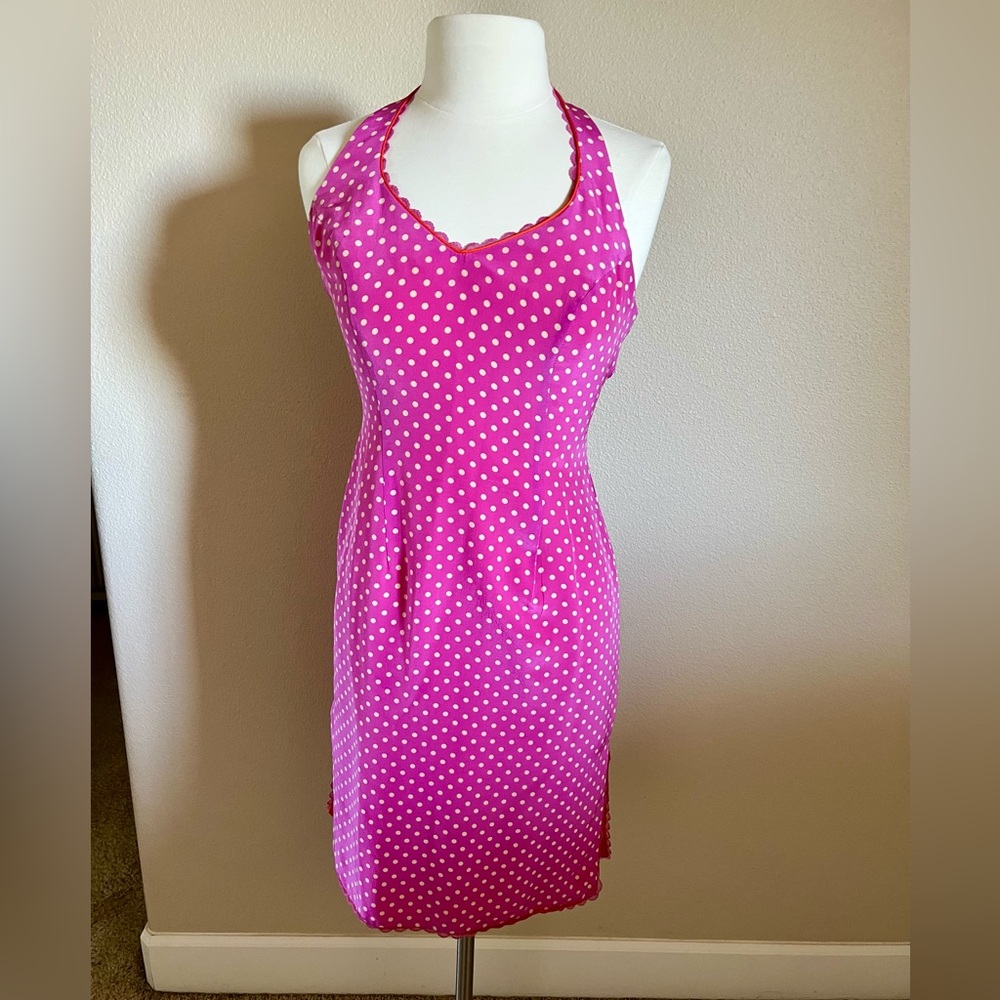 Pink silk polkadot dress by Privilege Paris